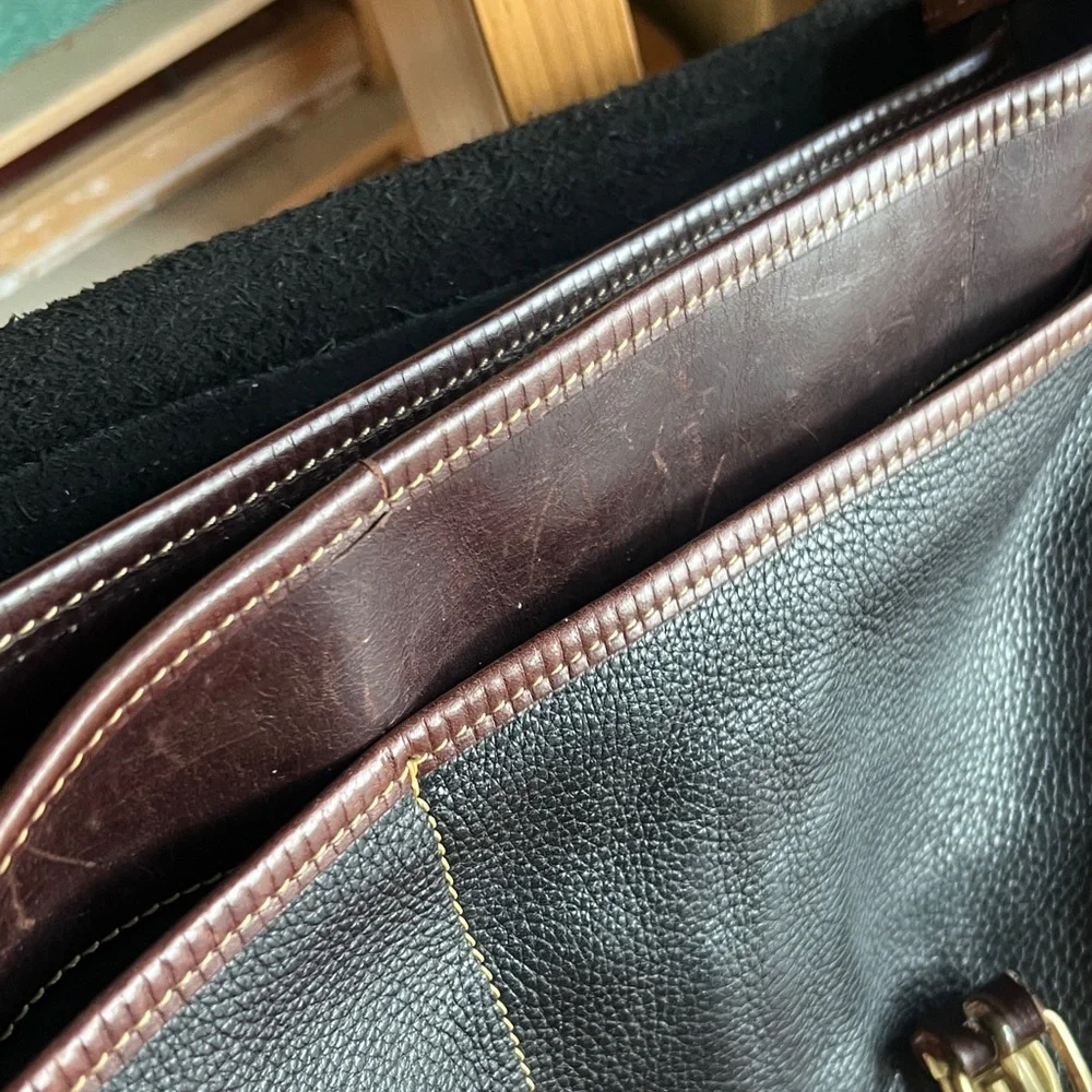 Roots Black and Brown Leather Briefcase